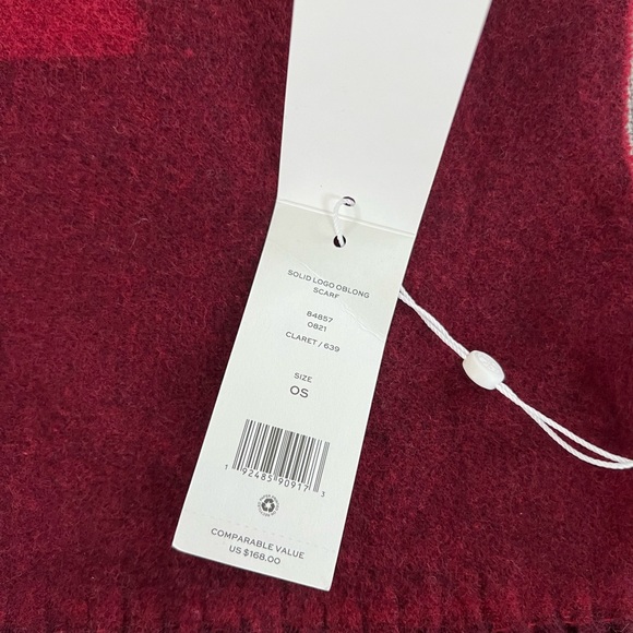 Tory Burch Solid Logo Oblong Scarf in Claret - Picture 3 of 5